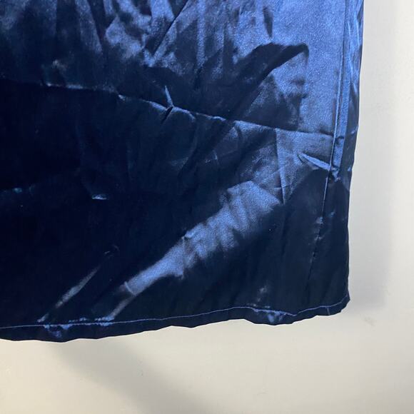 AvidLove NWT Navy Blue Satin & Lace T-Back Chemise Nightie Slip Dress Sz L - Picture 3 of 9